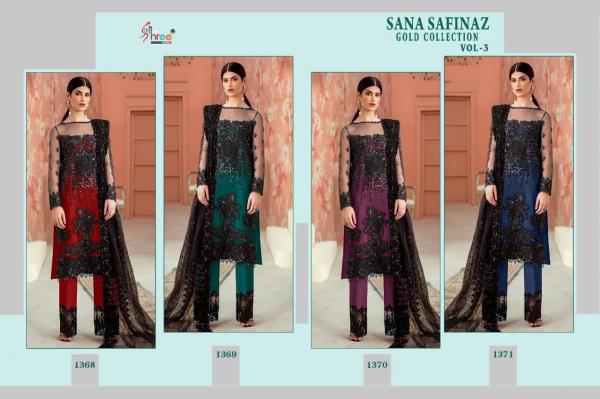 Shree Sana Safinaz Gold Collection 3 Net Embroidery Pakistani Salwar Suits